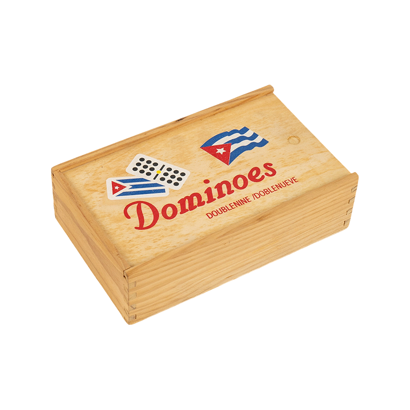 Traditionelle cubanske dobbelt ni træboks dominoer