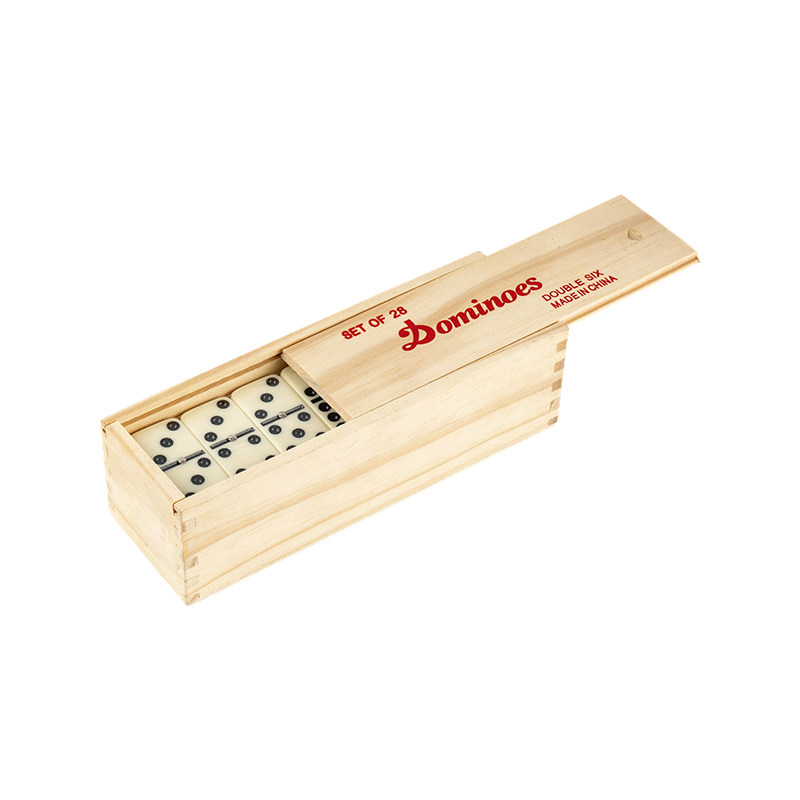 Tegnbar dobbelt 6 træboks domino